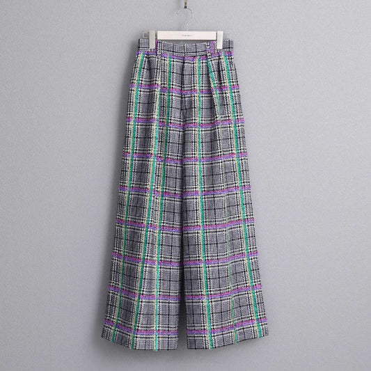 F-PT-01 「Feather over plaid」Wide pants【全2色】