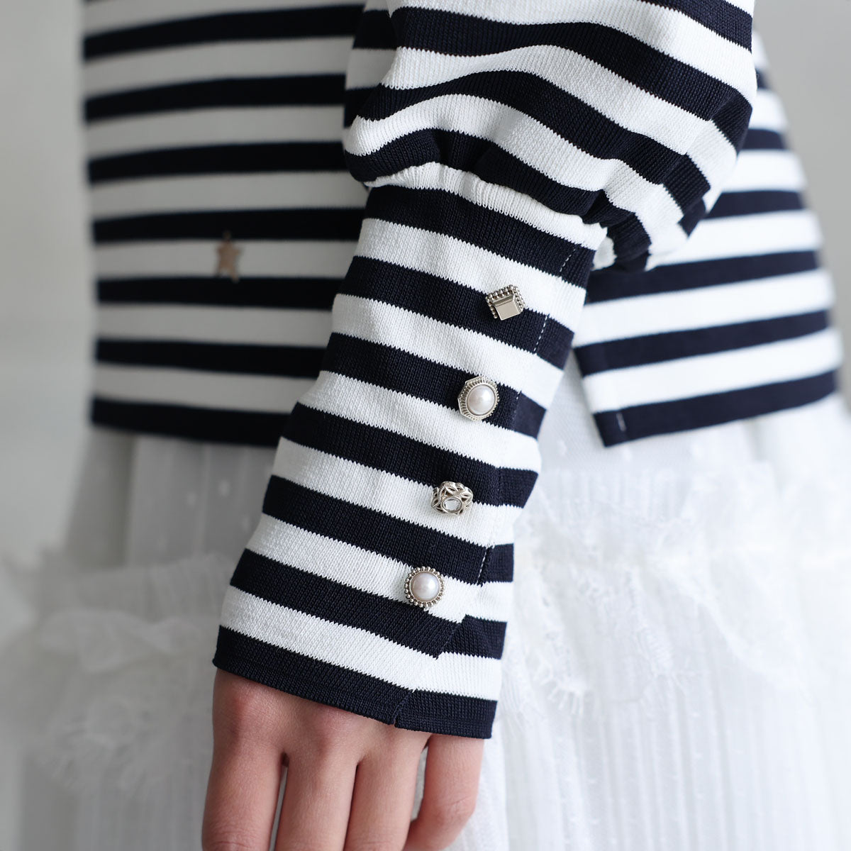 C-KN-33A「Earring cuffs knit」Crew-neck knit【全4色】