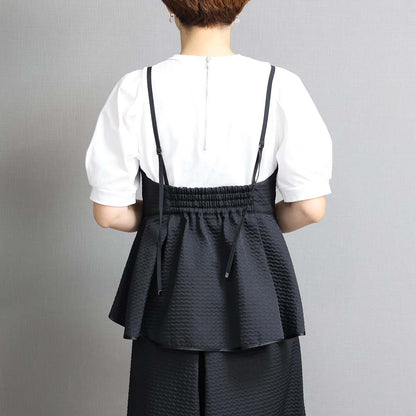 C-BL-77「Stella matelasse」Peplum camisole BLACK