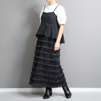 C-BL-77「Stella matelasse」Peplum camisole BLACK