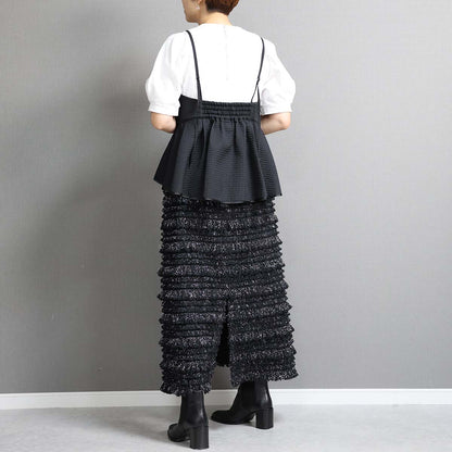 C-BL-77「Stella matelasse」Peplum camisole BLACK