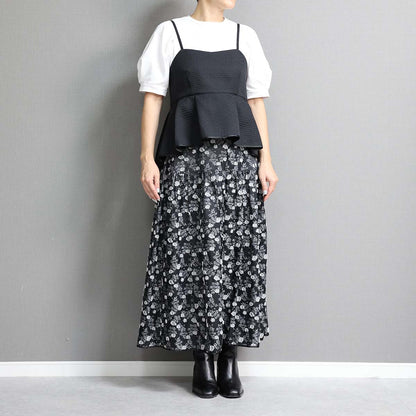 C-BL-77「Stella matelasse」Peplum camisole BLACK