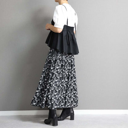 C-BL-77「Stella matelasse」Peplum camisole BLACK
