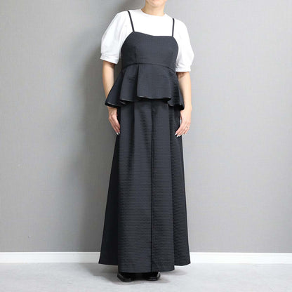 C-BL-77「Stella matelasse」Peplum camisole BLACK