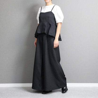 C-BL-77「Stella matelasse」Peplum camisole BLACK