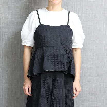 C-BL-77「Stella matelasse」Peplum camisole BLACK