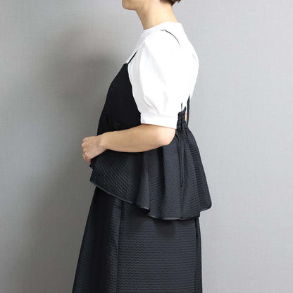 C-BL-77「Stella matelasse」Peplum camisole BLACK
