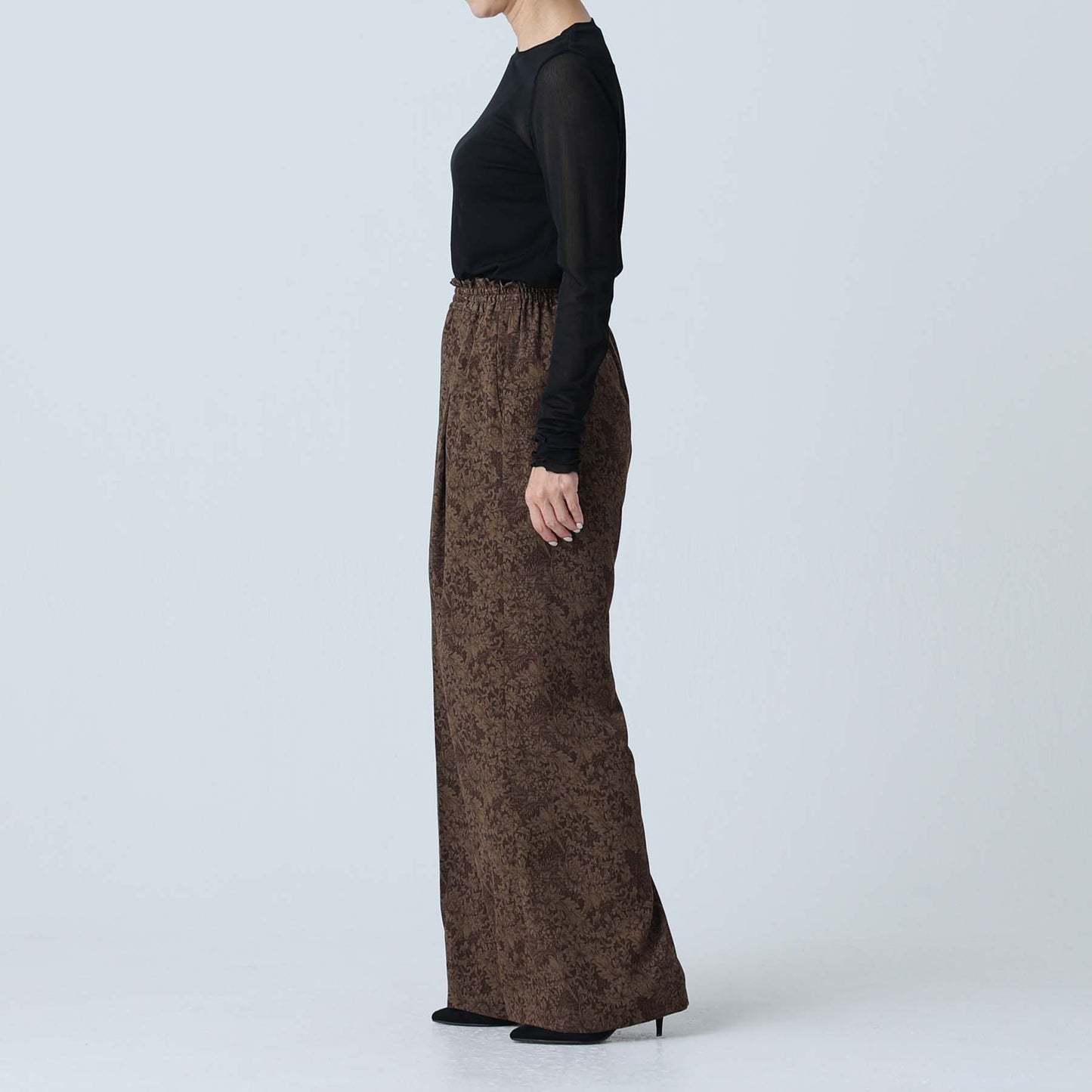F-PT-09「Avinea」Easy wide pants BROWN