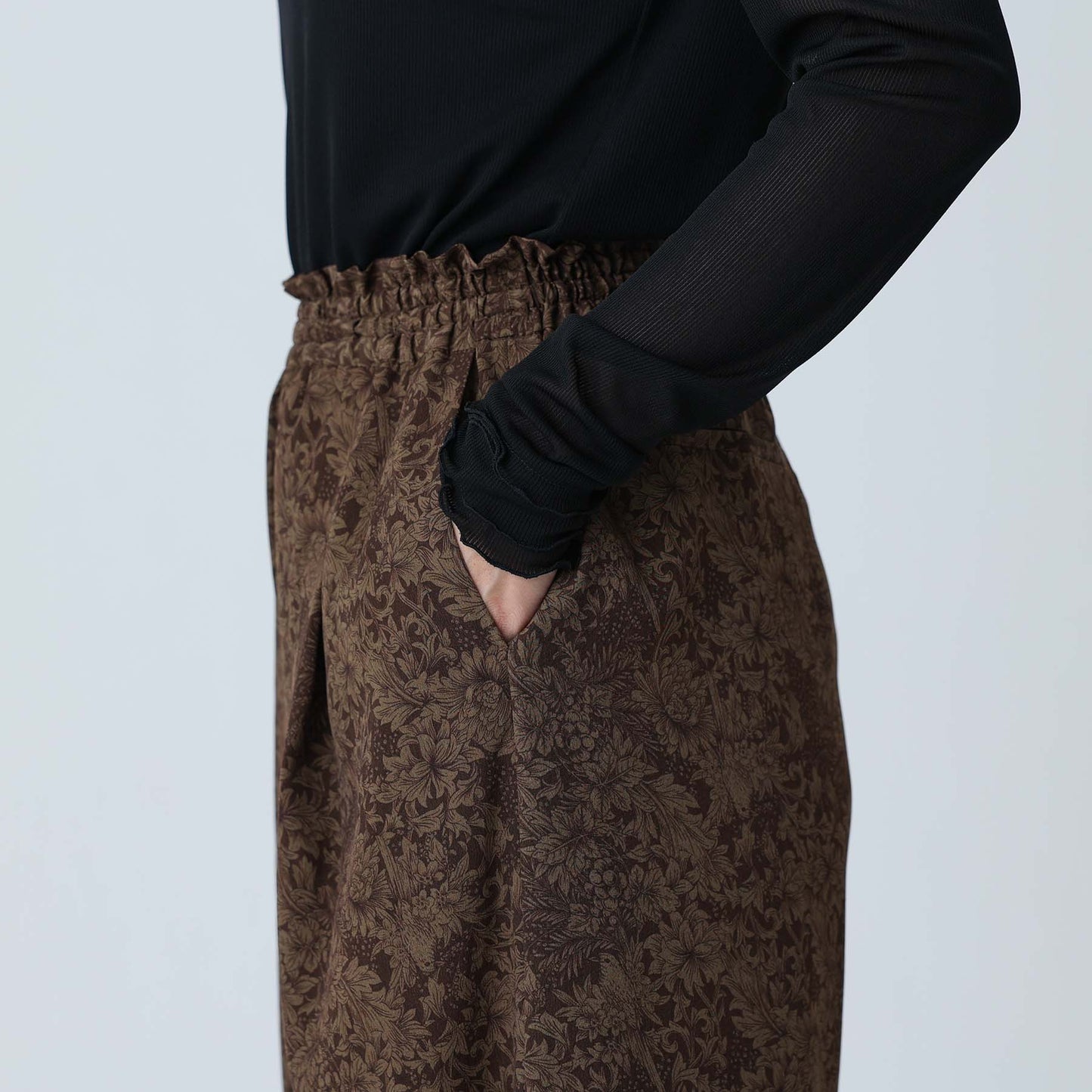F-PT-09「Avinea」Easy wide pants BROWN