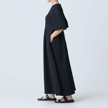 F-DR-02「Jewel Tile」V-neck dress BLACK