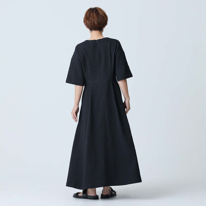 F-DR-02「Jewel Tile」V-neck dress BLACK