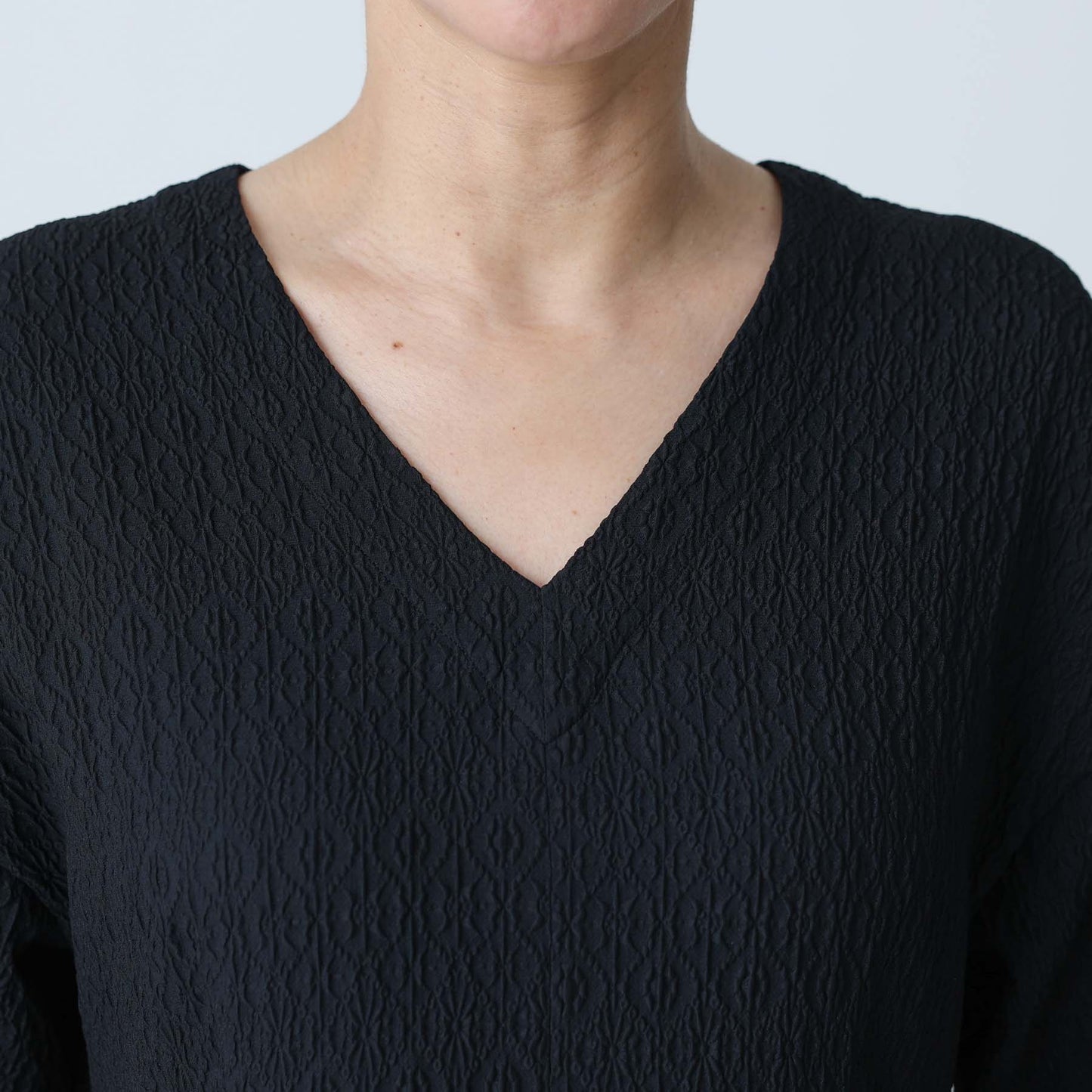 F-DR-02「Jewel Tile」V-neck dress BLACK