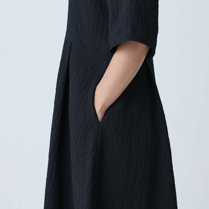F-DR-02「Jewel Tile」V-neck dress BLACK