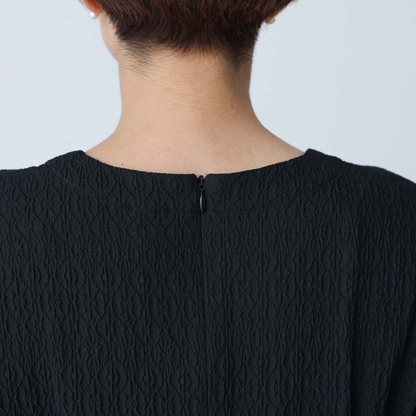 F-DR-02「Jewel Tile」V-neck dress BLACK
