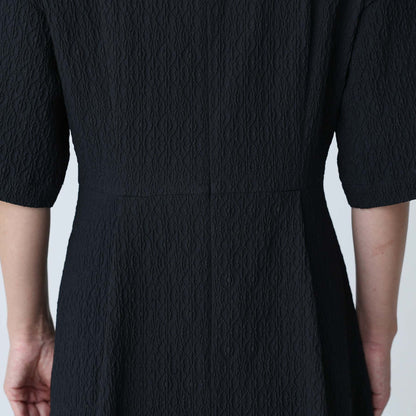 F-DR-02「Jewel Tile」V-neck dress BLACK