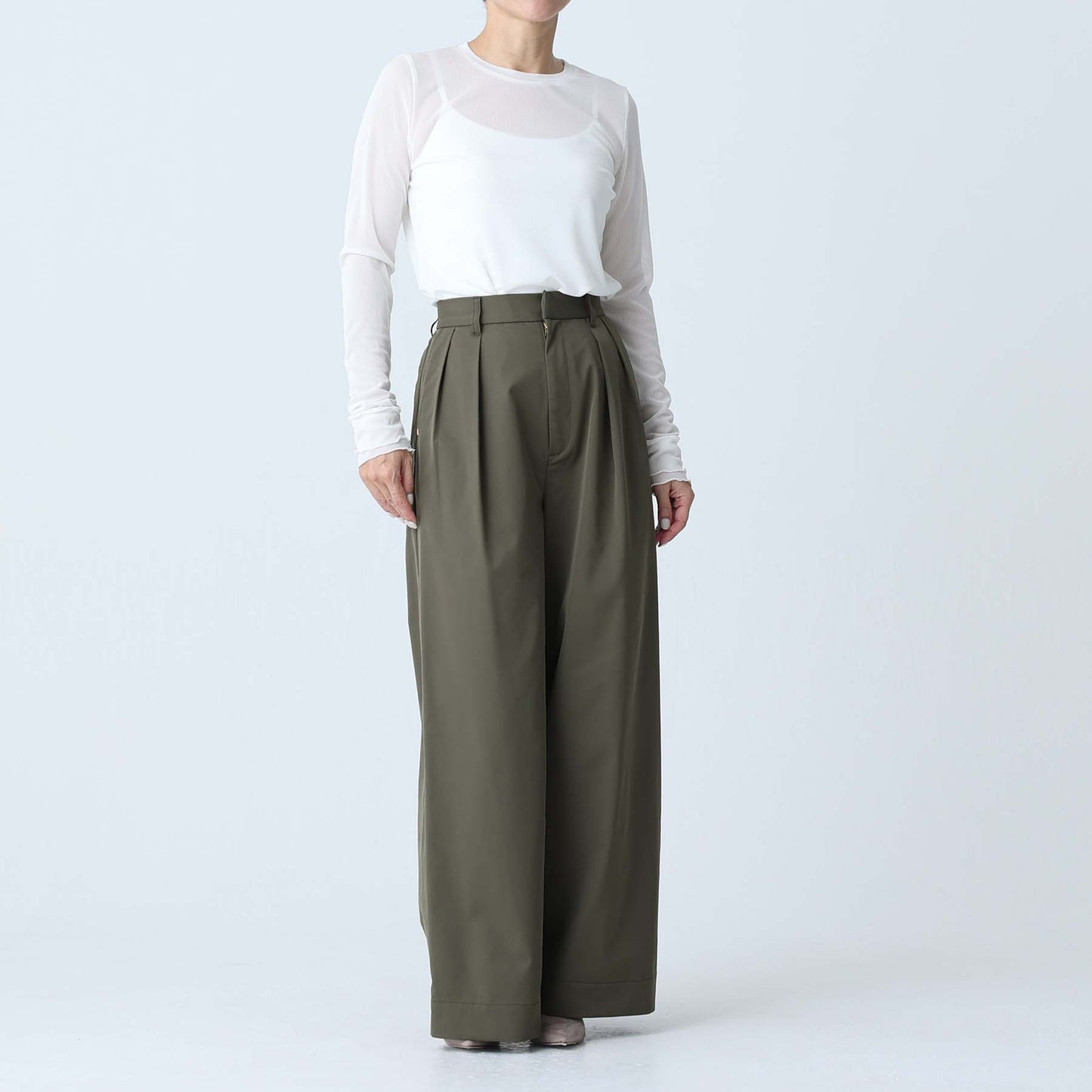 F-PT-08「Function chino」Tuck wide pants KAHKI