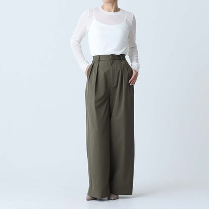 F-PT-08「Function chino」Tuck wide pants KAHKI