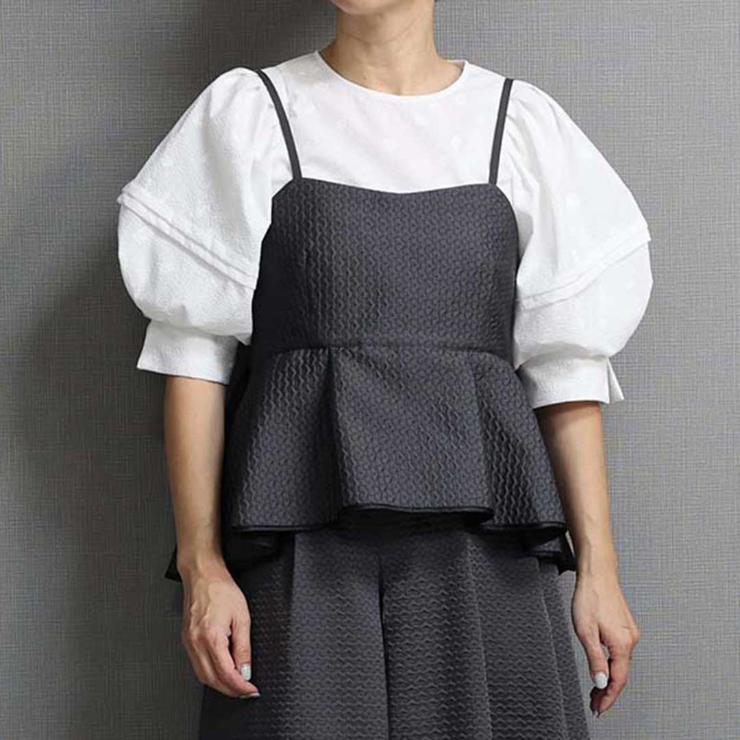 C-BL-77「Stella matelasse」Peplum camisole C-GRAY