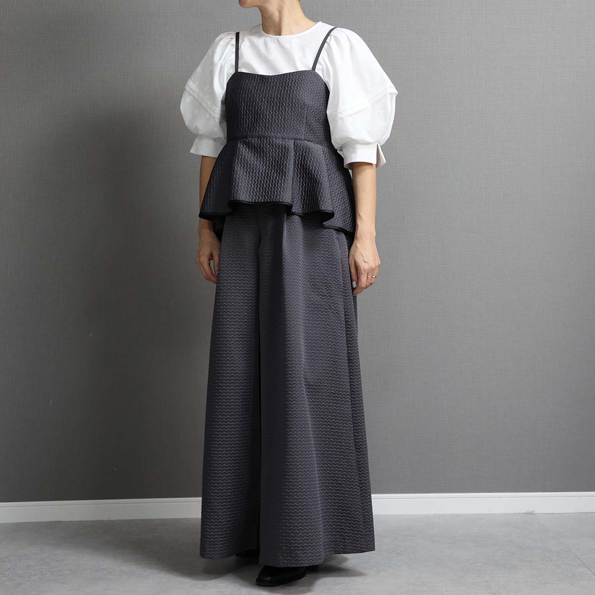 C-BL-77「Stella matelasse」Peplum camisole C-GRAY
